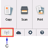 Экран НАЧАЛО: выберите значок состояния сети